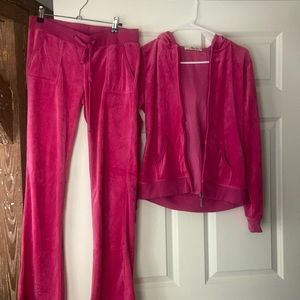 Pink Velour Track Suit